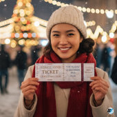 Invitation Blue & Golden Simple Fair Christmas Ticket