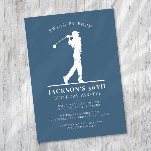 Invitation Blue Golf Birthday Par tee