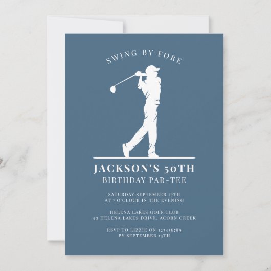 Invitation Blue Golf Birthday Par tee (Devant)