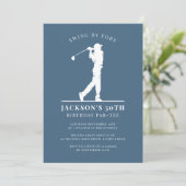 Invitation Blue Golf Birthday Par tee (Debout devant)