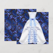 Invitation Blue Gown Blue Damask Quinceanera fête d'anniversa (Devant / Derrière)