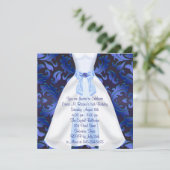 Invitation Blue Gown Blue Damask Quinceanera fête d'anniversa (Debout devant)