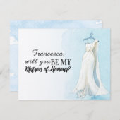 Invitation Blue Gown "Serez-vous mon maître d'honneur" (Devant / Derrière)