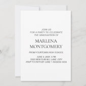 Invitation Blue Graduation Party 3 Photo Élégant Script (Dos)