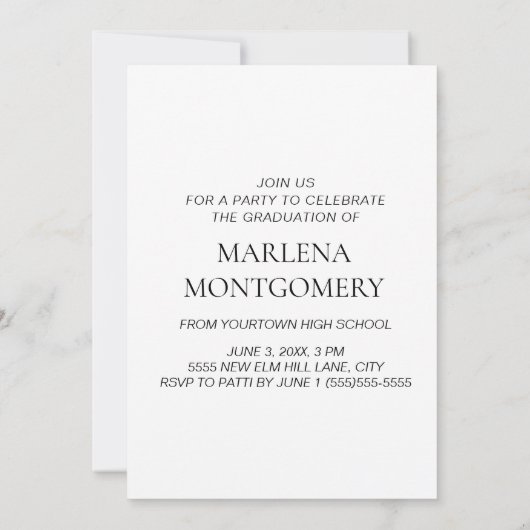 Invitation Blue Graduation Party 3 Photo Élégant Script (Dos)