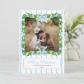 Invitation Blue Grandmillennial Photo Christmas Card (Debout devant)