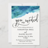 Invitation Blue Green Aqua Aquarelle Mariage moderne 2 (Devant)