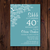 Invitation Blue Green Aqua Pine Branch Surprise 40e anniversa