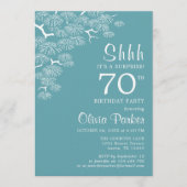 Invitation Blue Green Aqua Pine Branch Surprise 70th Birthday (Devant)