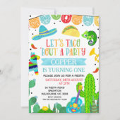 Invitation Blue Green Blue 'Bout A Party Fiesta 1er anniversa (Devant)