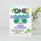 Invitation Blue Green Boys Cool Dude 1er Anniversaire Invitat (Debout devant)