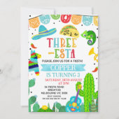 Invitation Blue Green C'est un anniversaire de fête de trois  (Devant)