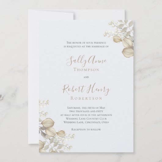 Invitation Blue Green Elegant Script Mariage (Devant)
