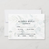 Invitation Blue Green Eucalyptus Mariage RSVP Réponse Dark I (Devant)