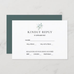 Invitation Blue Green Eucalyptus Mariage RSVP Réponse Invita