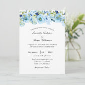 Invitation Blue Green Floral Élégant Mariage formel (Debout devant)