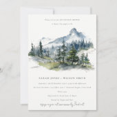 Invitation Blue Green Forest Paysage Sketch Couples Douche (Devant)