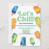 Invitation Blue Green Let's Chill Popsicle fête d'anniversair (Devant)
