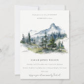 Invitation Blue Green Mountain Paysage Croquis Anniversaire (Devant)