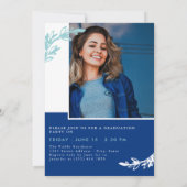 Invitation Blue Green Overlapping Photos Diplômé (Dos)