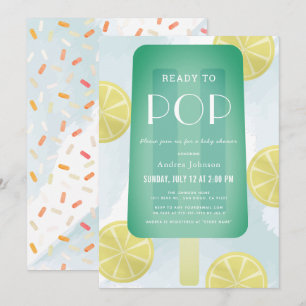 Invitation Blue Green Popsicle Aquarelle Baby shower garçon