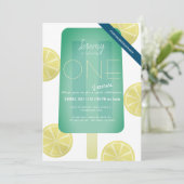 Invitation Blue Green Popsicle Boy Virtual 1er anniversaire (Debout devant)