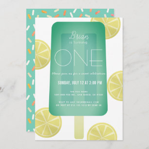 Invitation Blue Green Popsicle Garçon 1er anniversaire