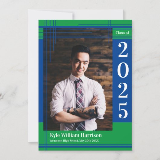 Invitation Blue Green School Color (Devant)