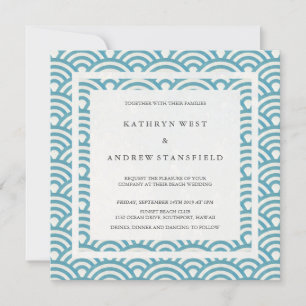 Invitation Blue Green Sea Waves Elegant Beach Wedding