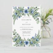 Invitation Blue Green Verdant Botanical Wedding (Debout devant)