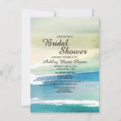 Invitation Blue Green Watercolor Ocean Waves Fête des mariées (Devant)