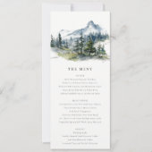 Invitation Blue Green Woods Mountain Sketch Mariage Menu Card (Devant)