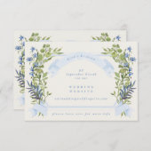 Invitation blue greenery crest website QR CODE wedding RSVP (Devant / Derrière)