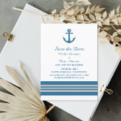 Invitation Blue Grey Ancre nautique Enregistrer la date Invit