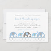 Invitation Blue Grey Elephant garçon baby shower (Devant)