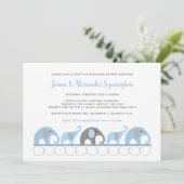 Invitation Blue Grey Elephant garçon baby shower (Debout devant)