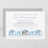 Invitation Blue Grey Elephant garçon baby shower (Devant / Derrière)