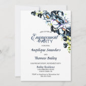 Invitation Blue Grey Floral Engagement Party (Devant)