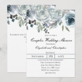 Invitation Blue Grey Green Élégant Floral Couples Mariage (Devant / Derrière)