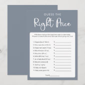 Invitation Blue grey Guess bon prix jeu de baby shower (Devant / Derrière)