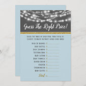 Invitation Blue Grey Lights Devinez Le Bon Baby shower De Pri (Devant / Derrière)