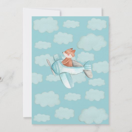 Invitation Blue Grey Plane Comment le temps passe 1er anniver (Dos)