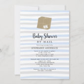 Invitation Blue Grey Stripes Baby shower garçon par courrier (Devant)