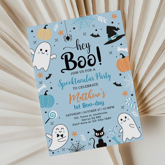 Invitation Blue Halloween Anniversaire Spootacular Party