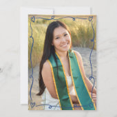 Invitation Blue Hand Drawn Doodles Style Photo Graduate Party (Dos)