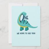 Invitation Blue Happy Little Dinosaures Un garçon 1er anniver (Dos)