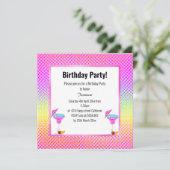 INVITATION BLUE HAWAIIAN RAINBOW GEOMETRIC ANNIVERSAIRE (Debout devant)