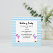 INVITATION BLUE HAWAIIAN STRIPED THÈME ANNIVERSAIRE (Debout devant)