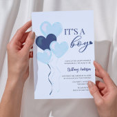 Invitation Blue Heart Valentines C'est un Baby shower garçon
