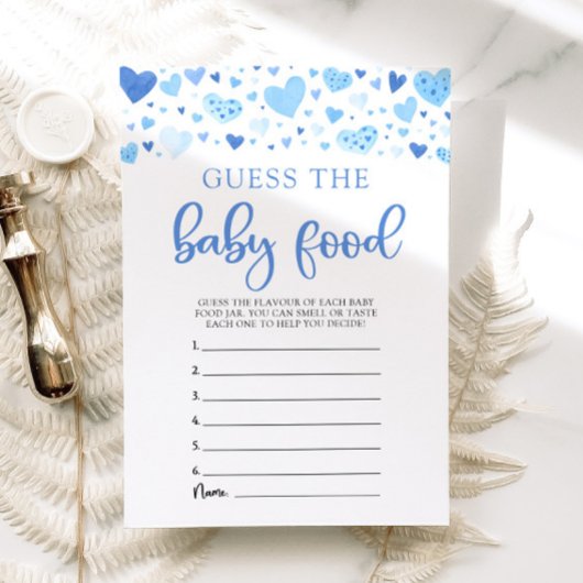Invitation Blue Hearts Valentine Guess the Baby Food Game